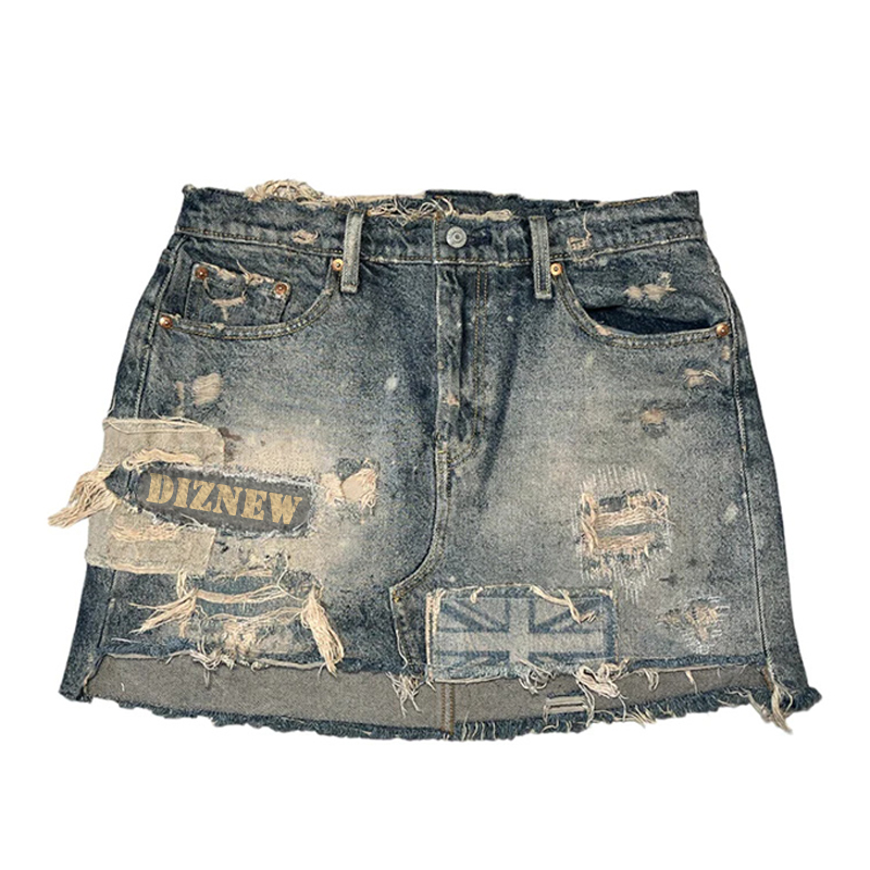 Denim Skirt Close Up Details