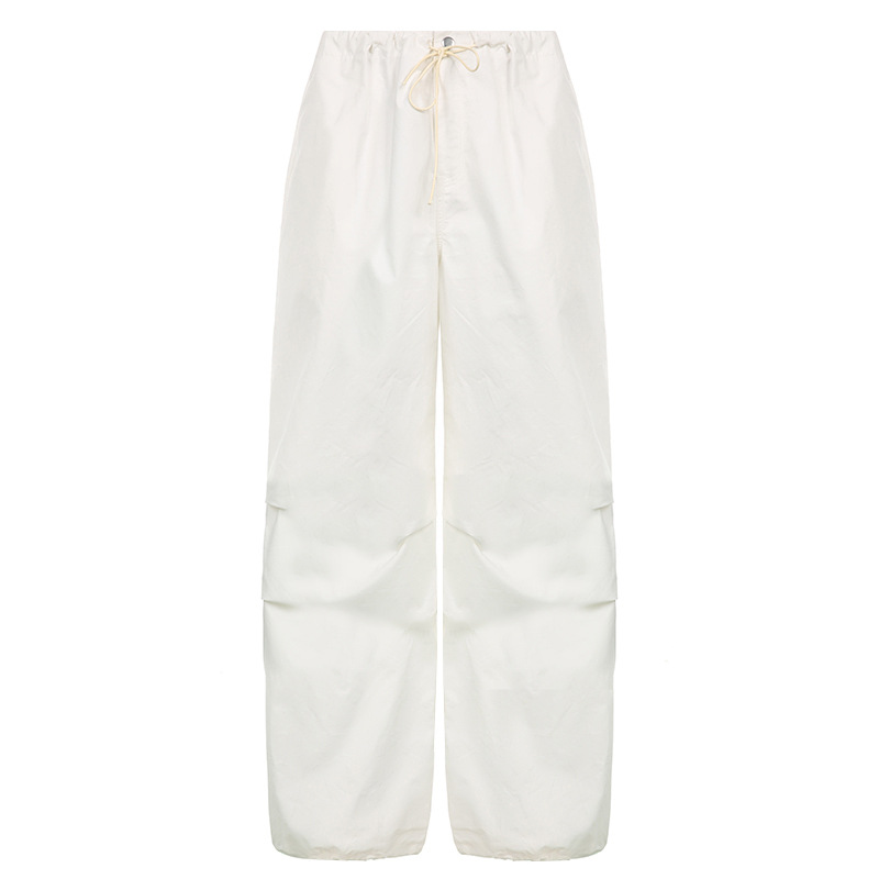 Ready to Ship Products Low Waist Polyester Blank Baggy Wide Leg Cargo Pants Women