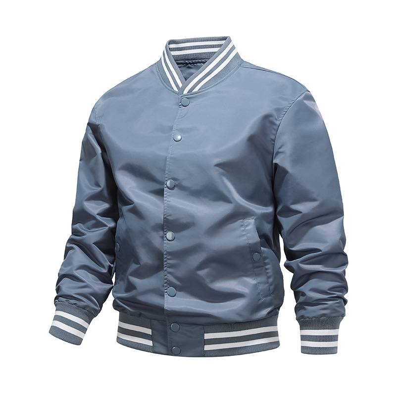 Unisex Customized American Baseball Flight Bomber Jacket Casual Style Stand Single Breasted OEM Service Plain Dyed Winter