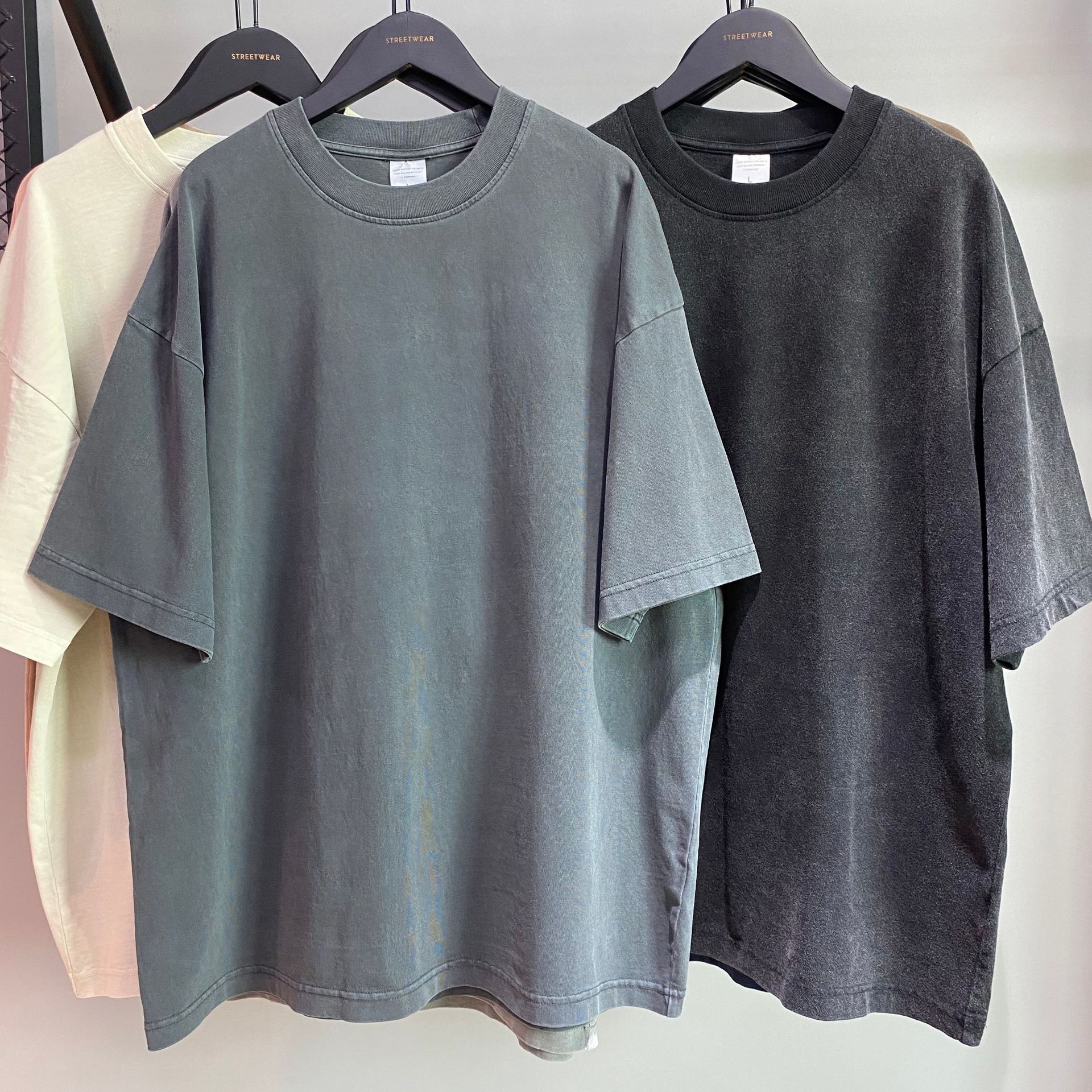 Men's Vintage Style Acid Washed Graphic Tee Heavyweight 100% Cotton Oversized Tshirt