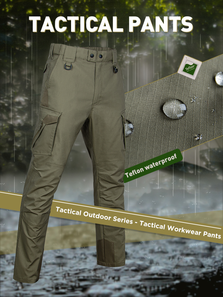 Men's Tactical Pants Waterproof Rip-stop Multi-Pocket Knee Pad Pocket Cargo Pants Outdoor Work Trousers OEM