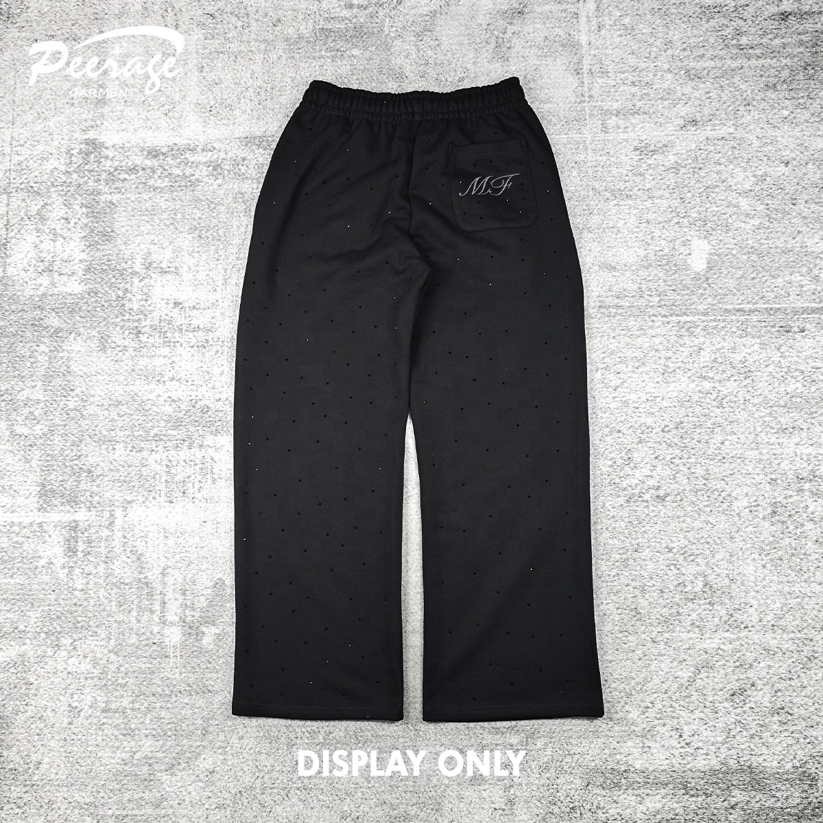 PEERAGE Manufacturer Custom Men's Baggy Fit Embroidery Rhinestone Sweat Pant Heavy Cotton Embroidered Wide Leg Sweatpants Men