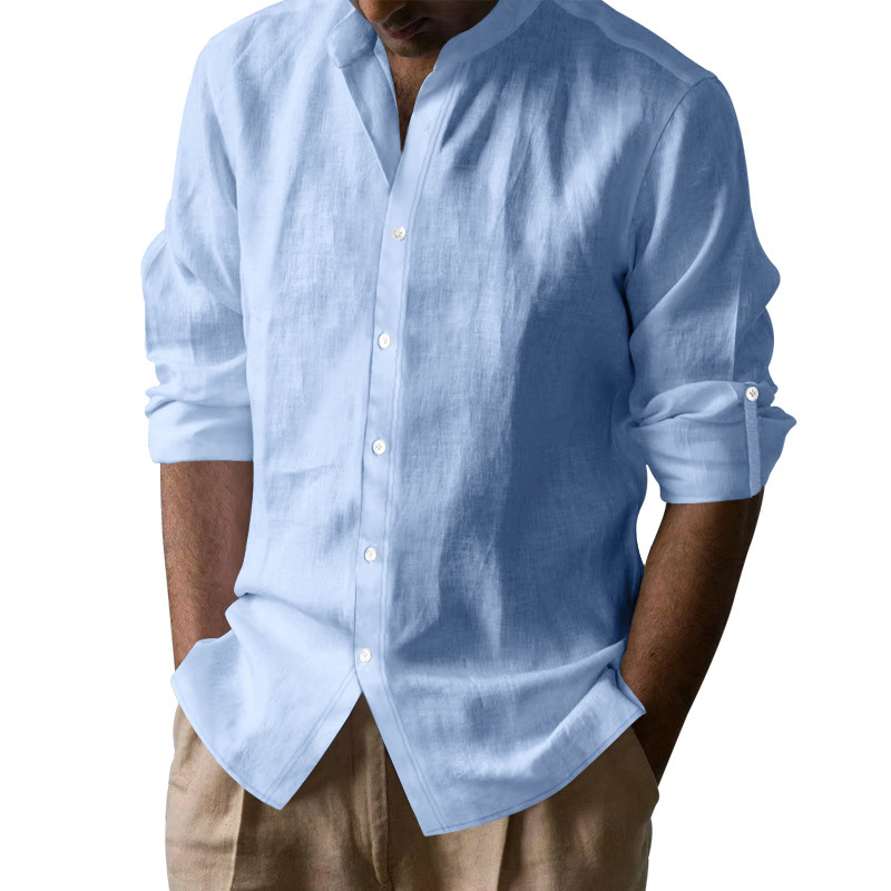 Factory Wholesale of High-quality Customizable Products Casual Regular-style Beach Vacation Breathable Henry Long-sleeved Shirt