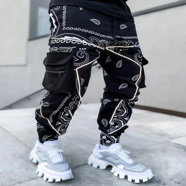 Men's Stacked Sweat Trousers High Street Hip Print Jogger Track Pants Flare Sweat Pants