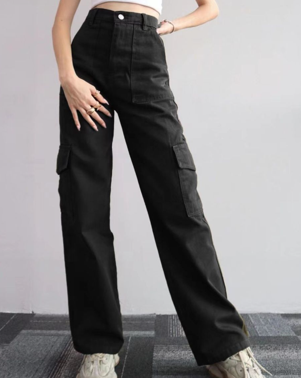 New Design Retro Cargo Pants for Women Breathable Summer Straight Leg Trousers High Quality Casual Long Pants