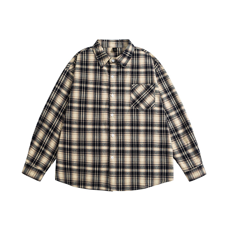 Custom Casual Oversize Blank Flannel Shirt Button up Long Sleeve Plaid Flannel Shirts for Men
