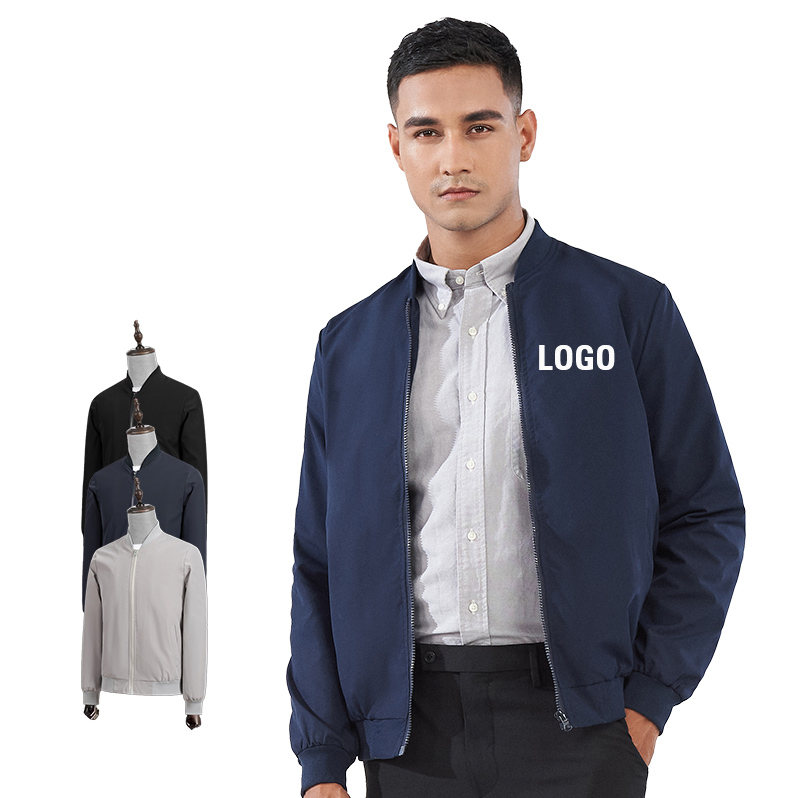 2024 Custom Casual High-Neck Polyester Soft Shell Cycling Bomber Jacket Winter Waterproof Outdoor Windbreaker Stand Zipper High