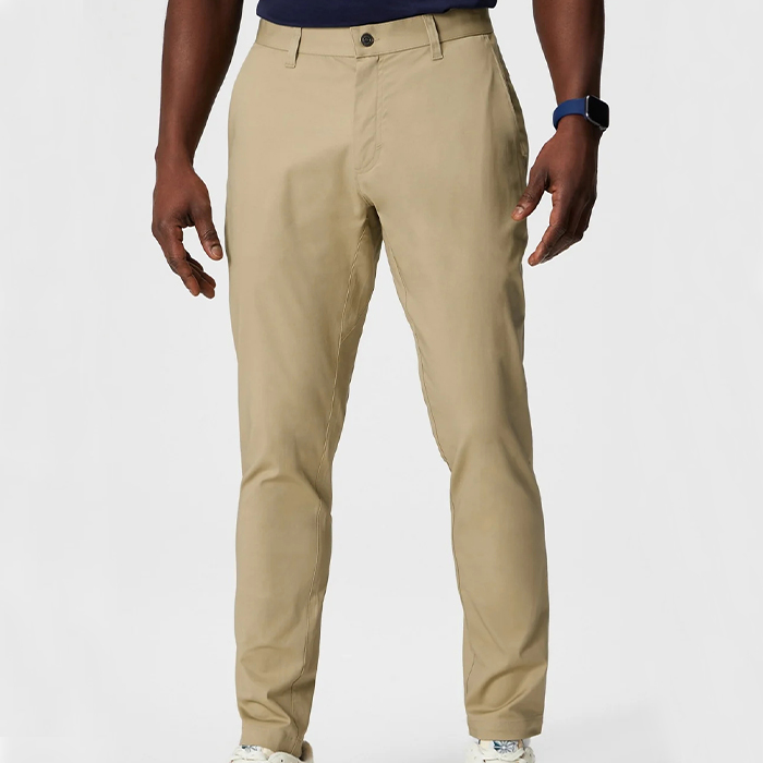 ZM-1399 High Waist Classic Fit Chino Pants Men Cotton Trousers Wrinkle Resistant Breathable Pants for Golf