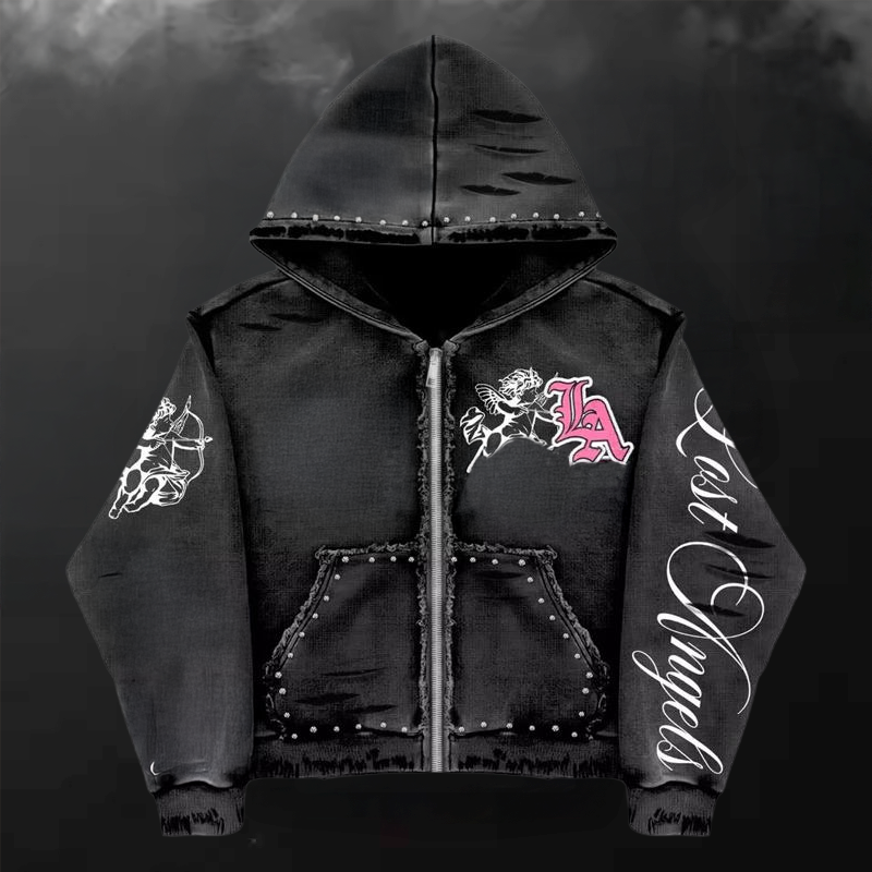 OEM Cotton Oversized Acid Wash Hoodie Distressed Embroidery Streetwear Sun Faded High Quality Custom Logo Zip up Men Hoodie