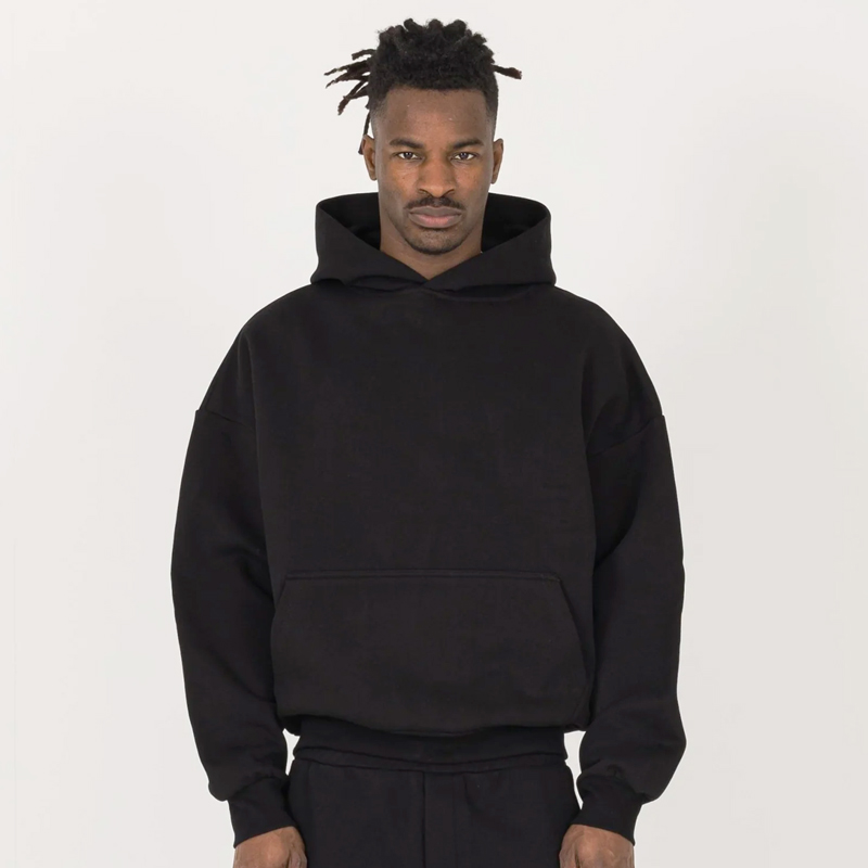 Custom High Quality Cotton Heavyweight Puff Printing Embossed Luxury Oversized Drop Shoulders Boxy Pullover Hoodies for Men