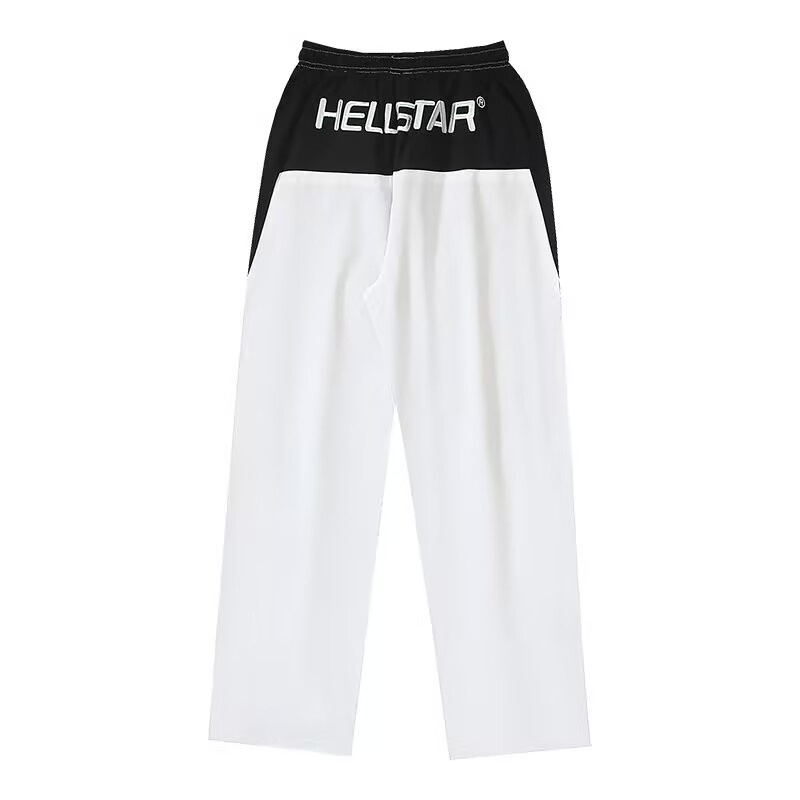 Hellstar Men Lightweight Nylon Track Pants with Logo Print, Sporty Streetwear