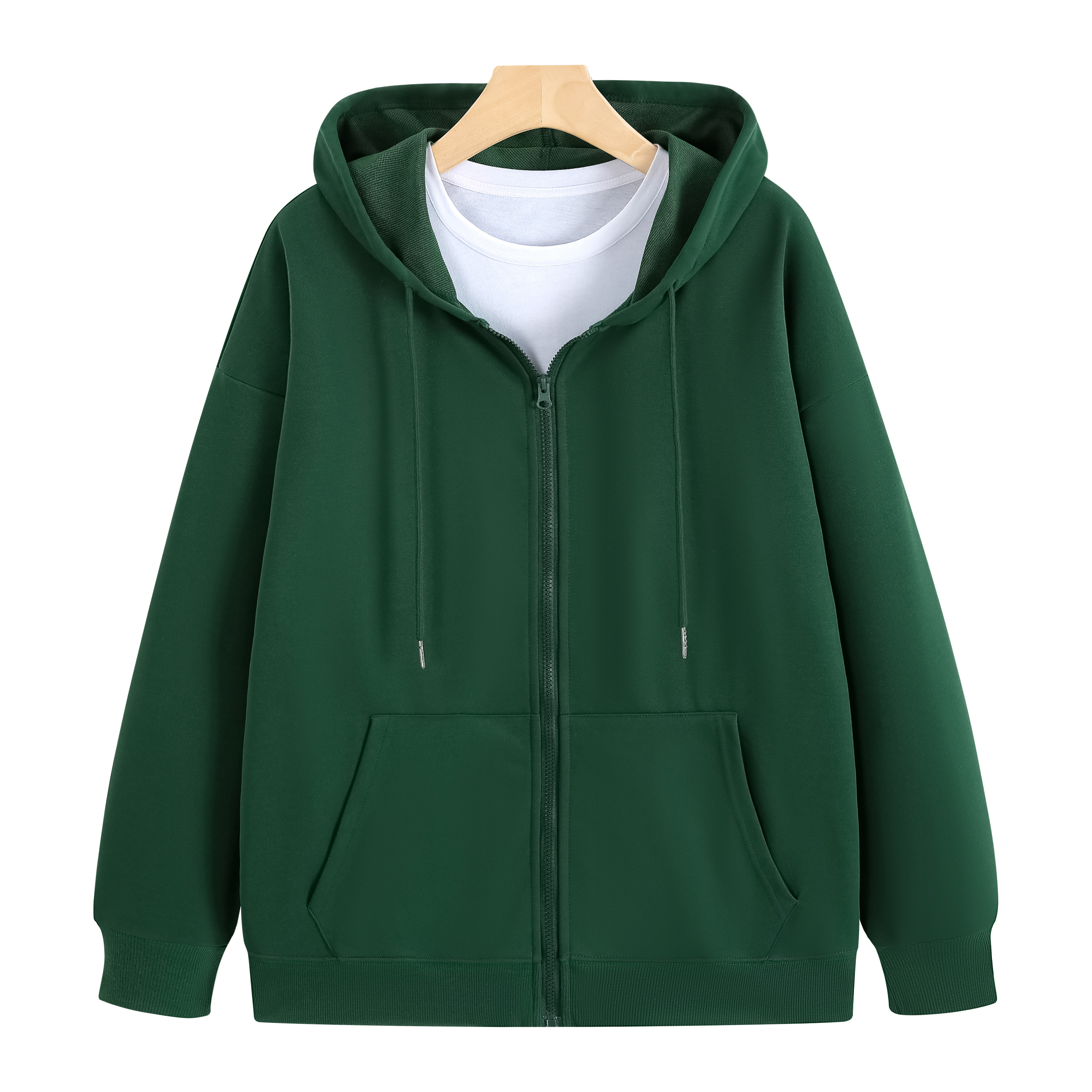Fashion Outdoor Custom Printing Hoodie French Terry Oversized Silk Screen Printing Zipper Up Hoodies