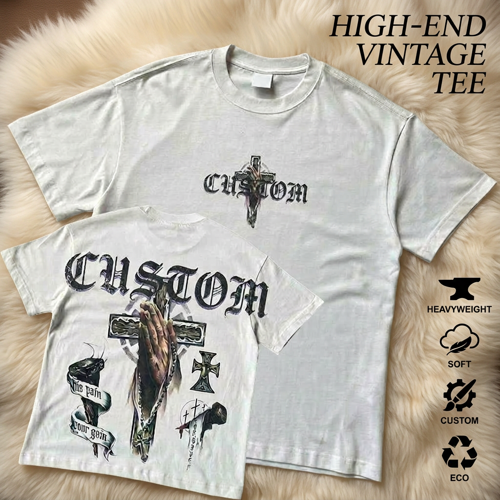 Oversized Men's 280g T-Shirts Custom Print Graphic Logo Plain Cotton Tee Manufacturer Sublimation Camiseta Knitted Men's T-Shirt