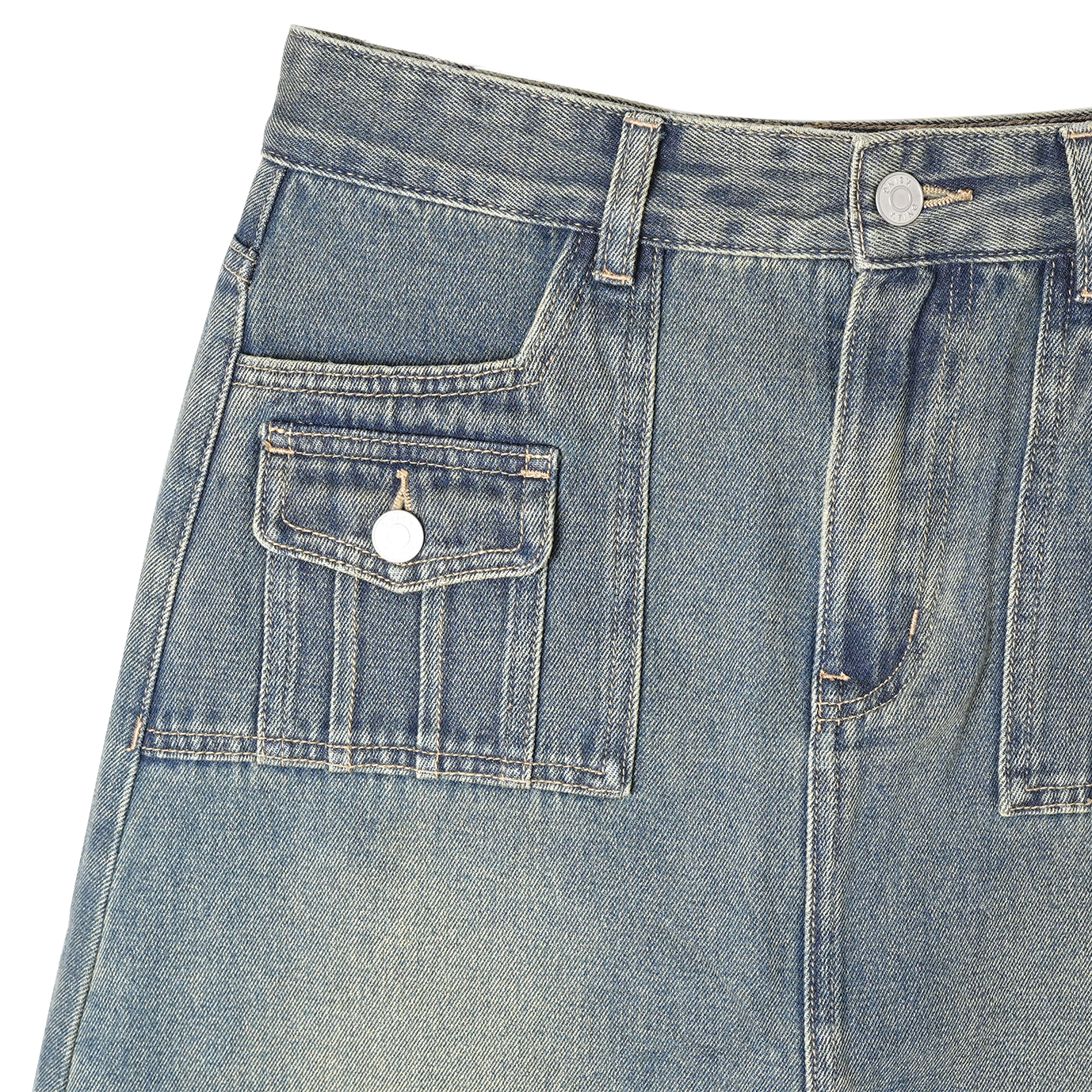 Denim Long Skirt for Women Retro Star Street Style with Pockets Plus Size Frayed Design Customizable &amp; Wholesale