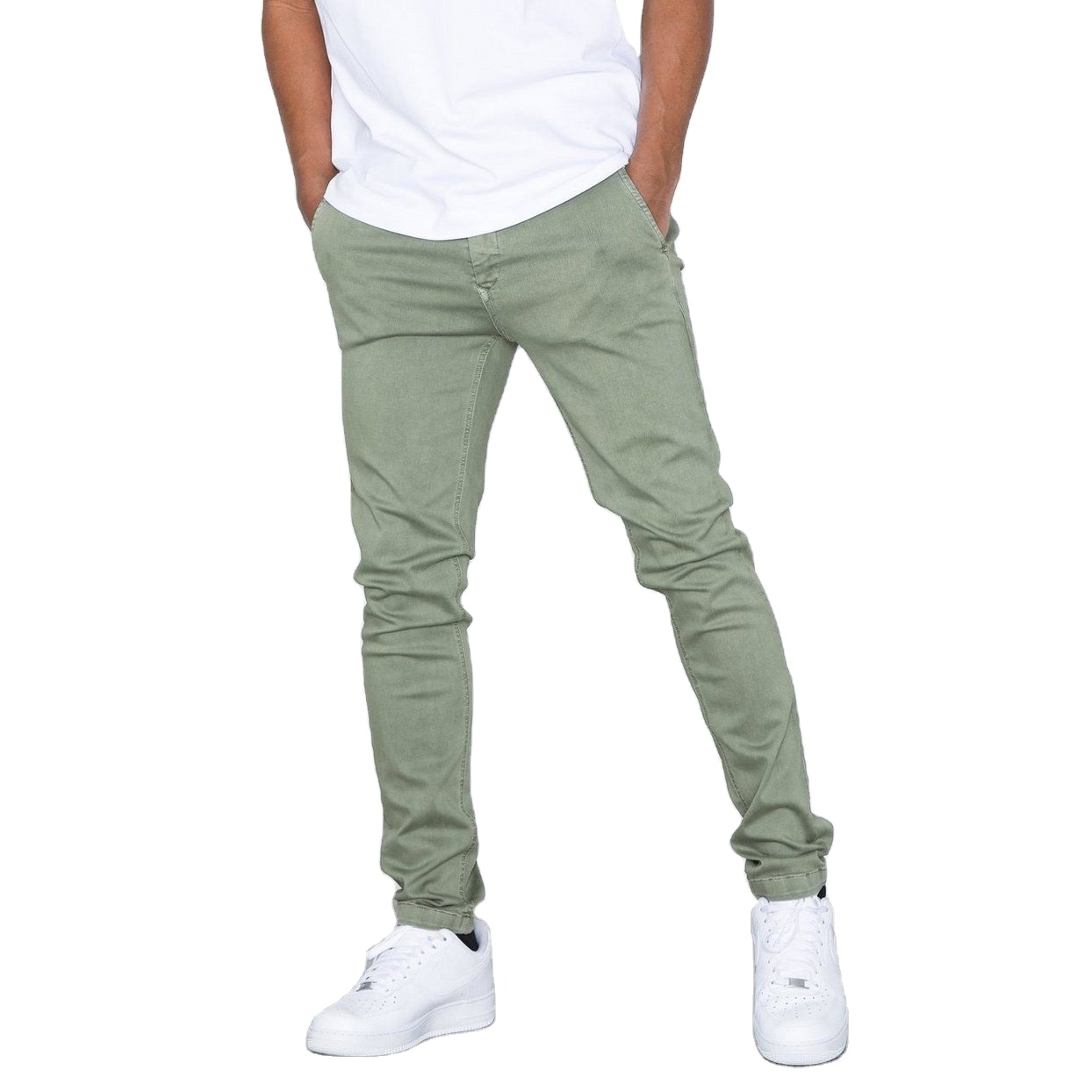 Fashion High Quality Custom Logo Straight Heavyweight Oxford Fabric Men's Chinos Eco-Friendly High Waist Zipper Fly Stretchy