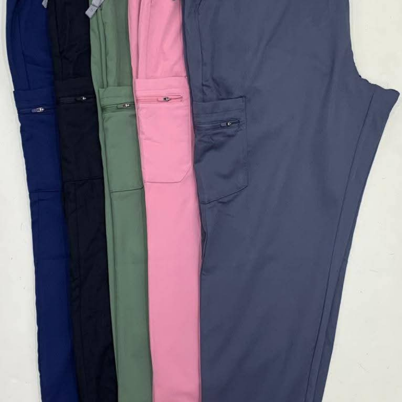 Pink Women Cargo Pants Mid Waist Drawstring Regular Fit Full Length Casual Breathable Spring with Pockets Solid Color