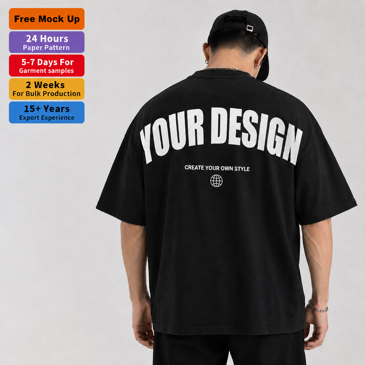 OEM 300Gsm Heavyweight Cotton Drop Shoulder Boxy Oversized T-shirts Print Graphic Tee Designer Streetwear Custom Logo Men T Shir