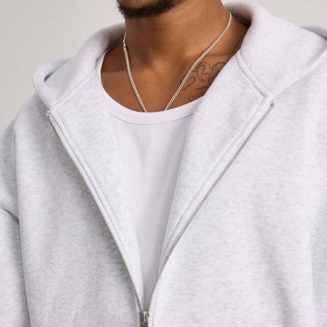 Best Selling Simple Men's Regular Zipper up Hooded Solid White Hoodies Anti-wrinkle Spring Autumn Casual Acid Washed Hoodie