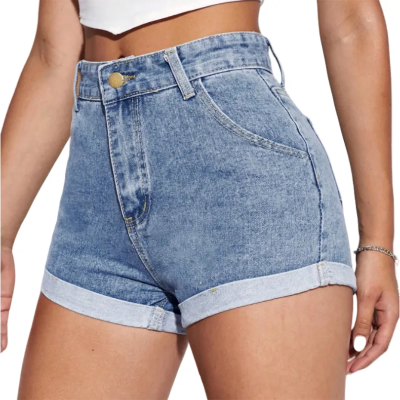 High Quality Ladies High Waist Jean Shorts Women's Casual Denim Jeans Detail 2