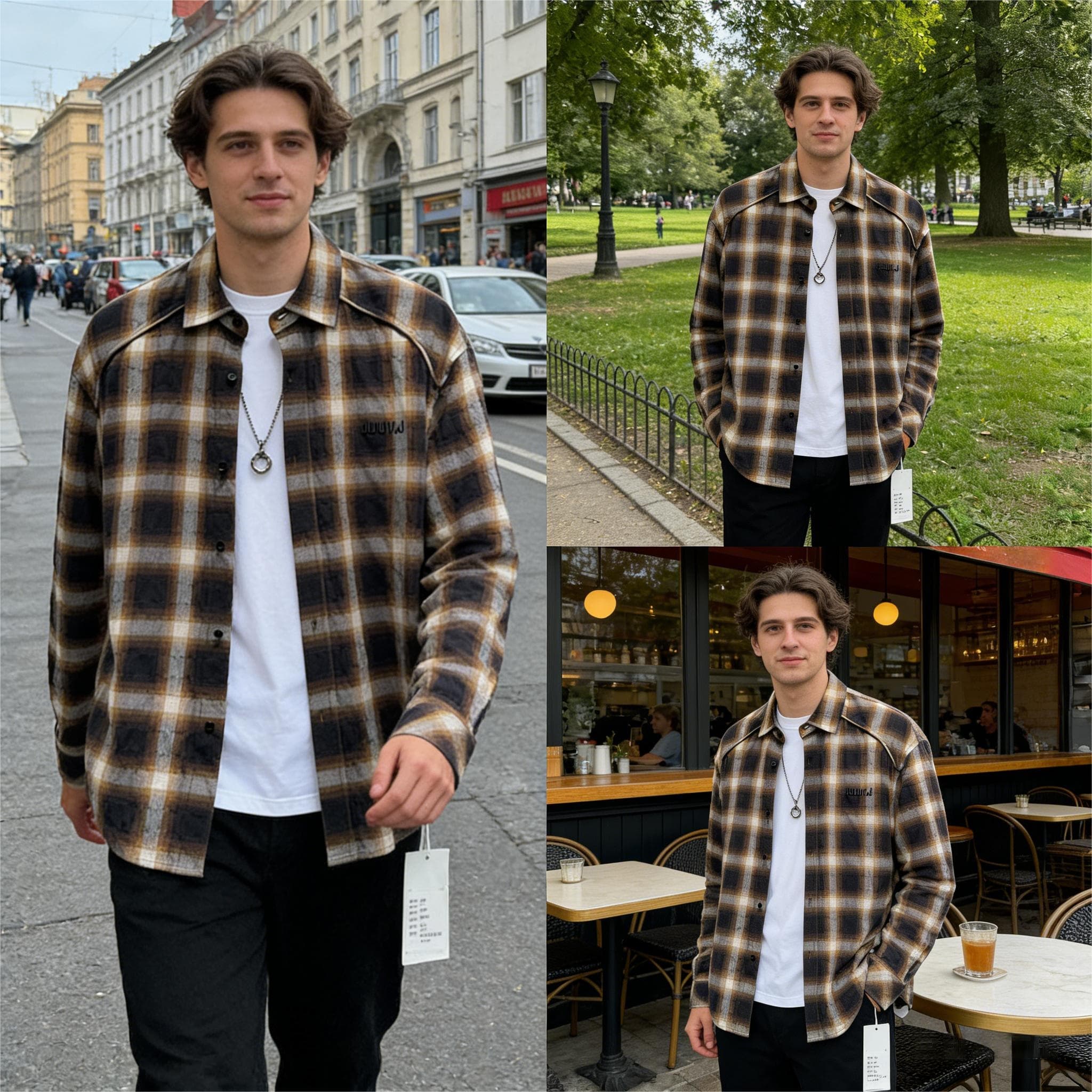 Custom Logo Comfortable Long Sleeve Shirts With Open Pockets Wholesale Casual Men Plaid Flannel Shirt