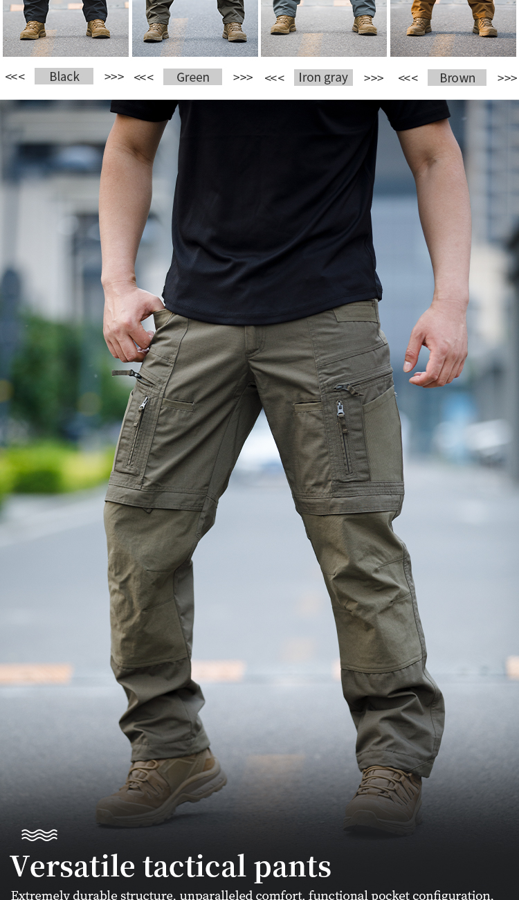 Men's Tactical All-Terrain Cargos Pants Waterproof Mid Waist Drawstring Closure Trousers