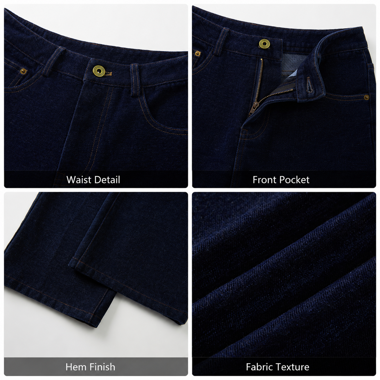 Faux Denim Thick Corduroy Plain Dyed Solid Straight Leg Pants Mid Waist Cotton Polyester Zipper Casual Autumn Winter Women Pants