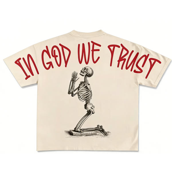 230g Knitted 100% Cotton Y2K Harajuku T-Shirt American Graphic Print Oversized Hip Hop Style Boxy Short Sleeve Tee