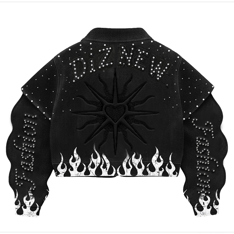 Jeans Jacket Manufacturer DiZNEW Custom Logos Designer Men's Fashion Winter Rhinestone Denim Jackets