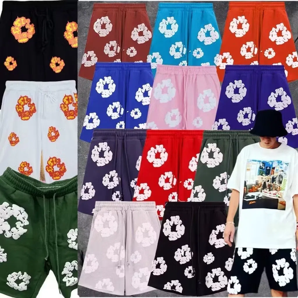 Denim Tears Teal Base White Wreath Print Heavyweight Sweat Shorts