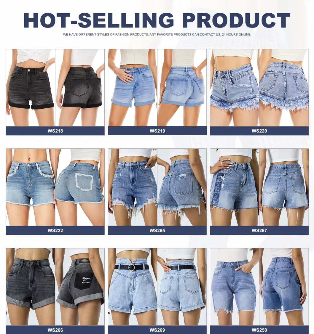 Navy Blue Double Button Loose Casual Summer Denim Shorts Women