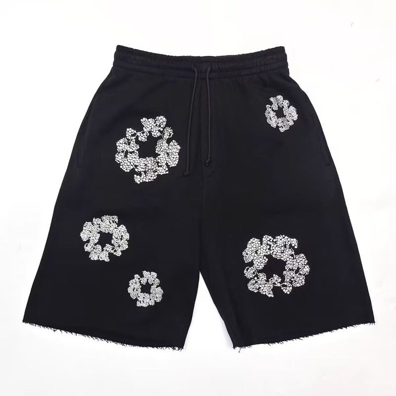 Denim Tears Men Washed Black Relaxed Casual Shorts in Trendy Street Fit