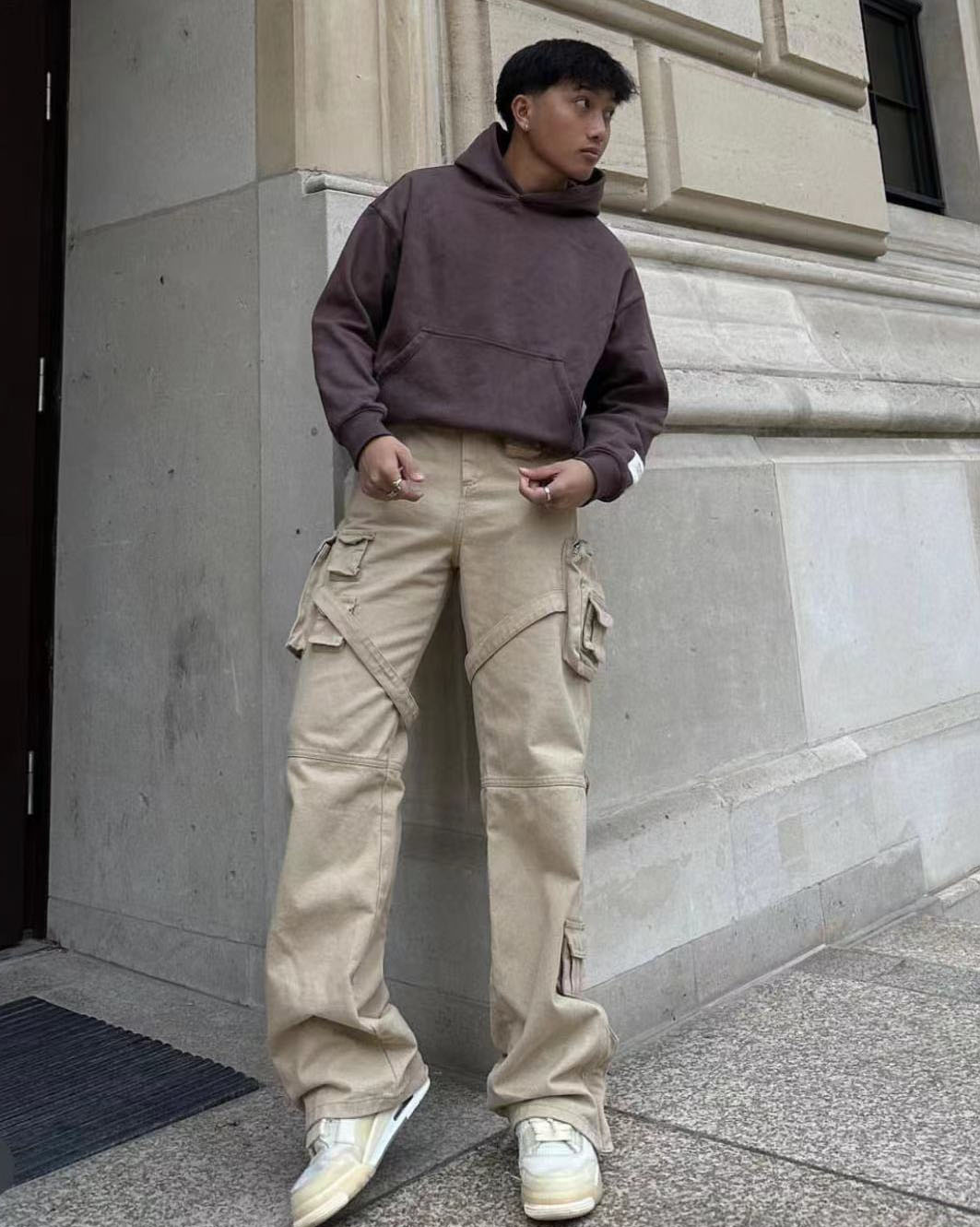 Own Custom 100% Cotton Multi Pocket Mens Casual Streetwear Trousers Joggers Oversize Baggy Cargo Sweat Pants for Men