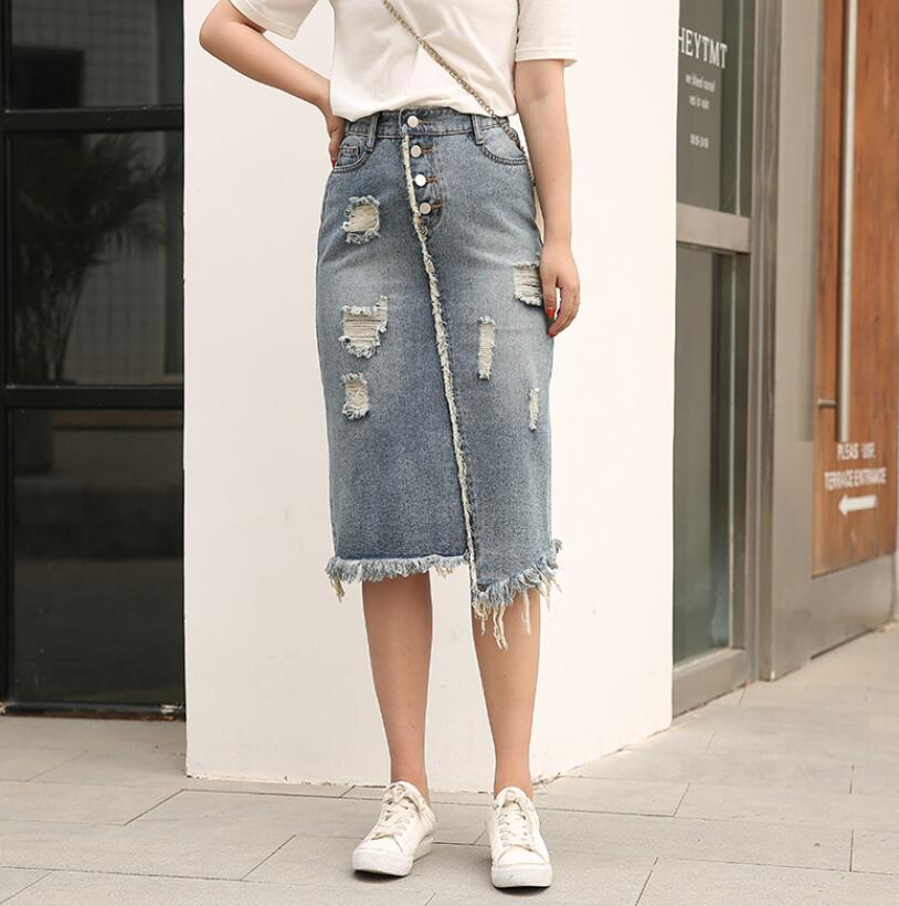 Custom Denim Skirt Jeans Short Back Split Knee-Length Straight Casual Streetwear Fashion Natural Waist Breathable