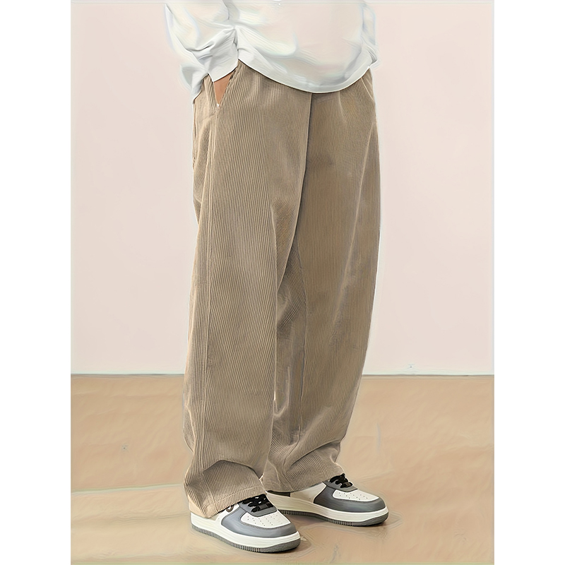 Custom Made Men's Heavyweight Blank Baggy Wide Leg Relaxed Fit Corduroy Casual Track Jogging Pants