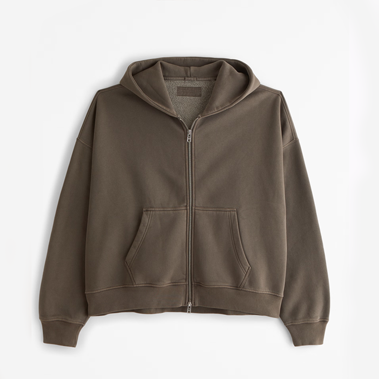 New Custom High Quality Streetwear Blank Heavyweight Oversized 400 Gsm French Terry Cotton Fleece Men Cropped Boxy Zip up Hoodie