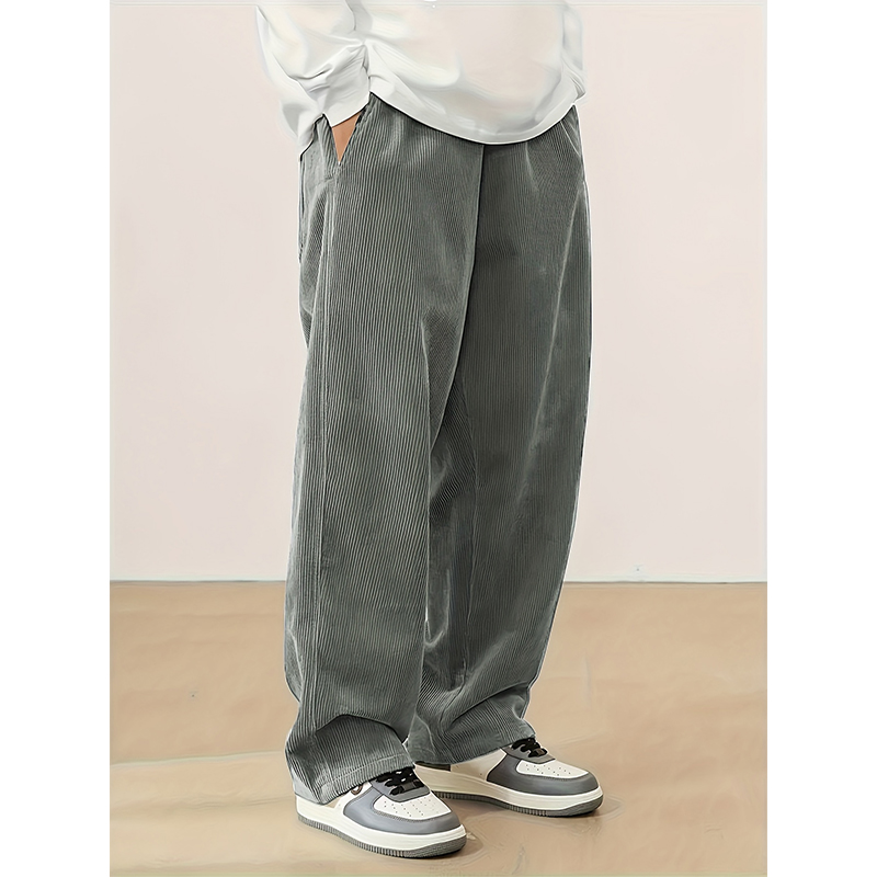 Custom Made Men's Heavyweight Blank Baggy Wide Leg Relaxed Fit Corduroy Casual Track Jogging Pants