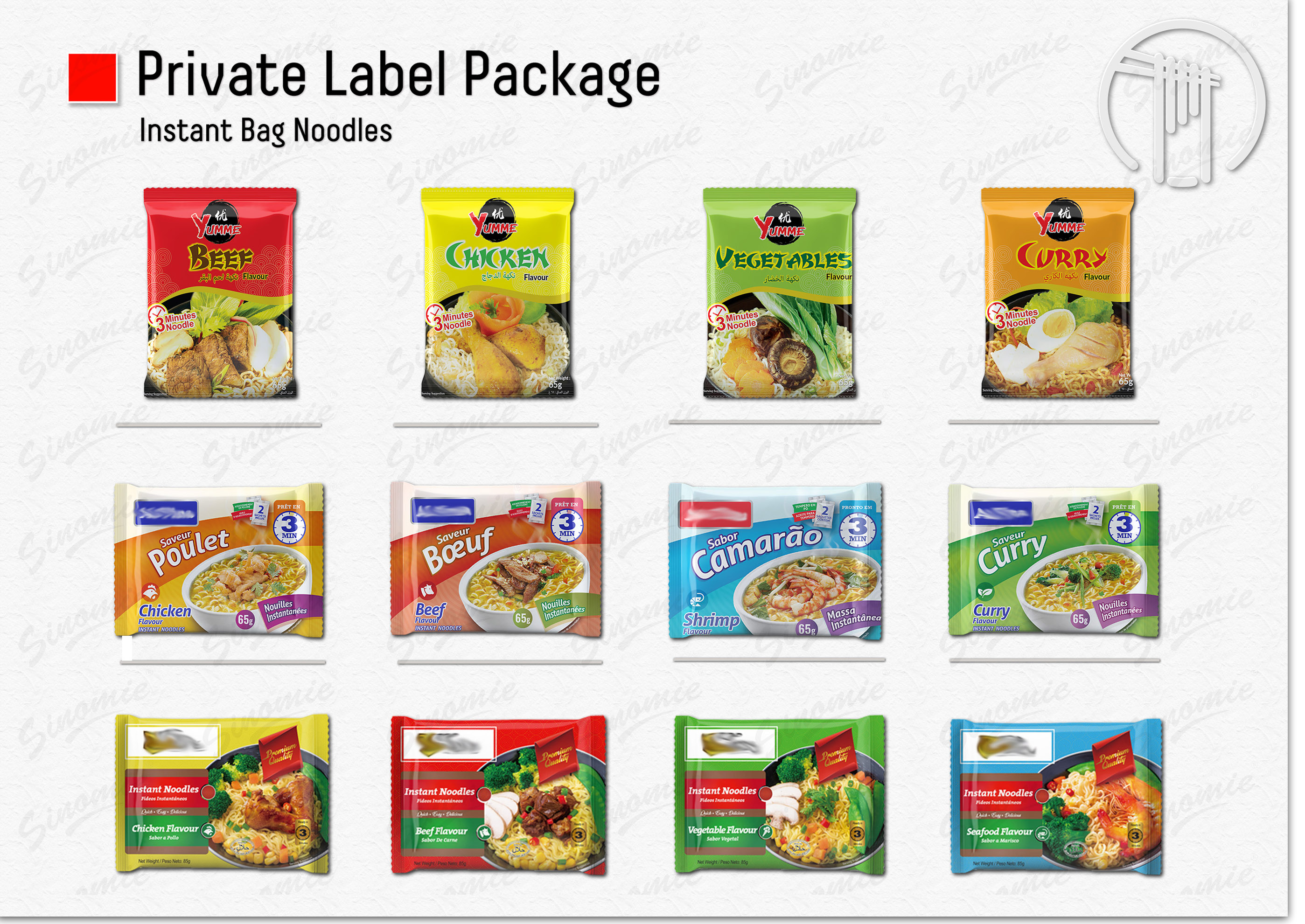 Wholesale Chinese Bag & 5PCS Package Oem Health All Flavor Instant Noodles