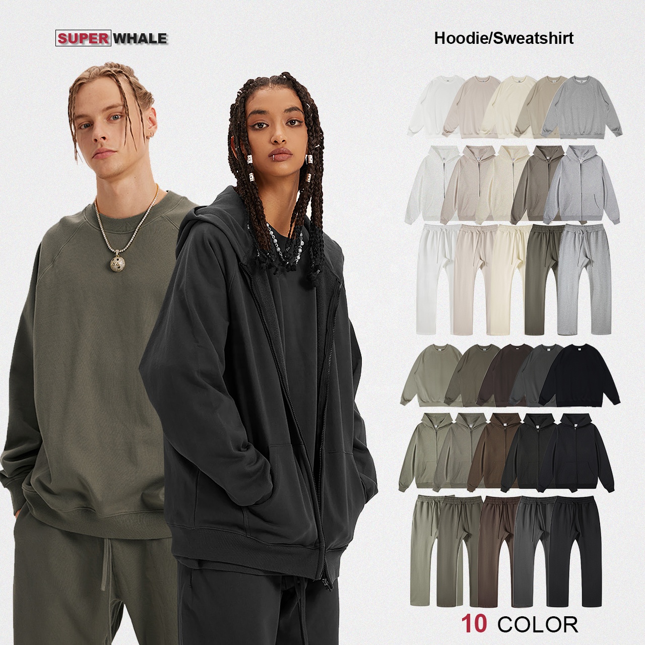 High Quality 445gsm Thick Heavyweight Polyester Cotton Mens Oversized Drop Shoulder Blank Zip up Hoodies