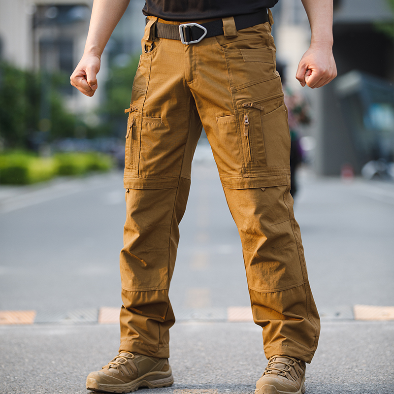 Men's Tactical All-Terrain Cargos Pants Waterproof Mid Waist Drawstring Closure Trousers