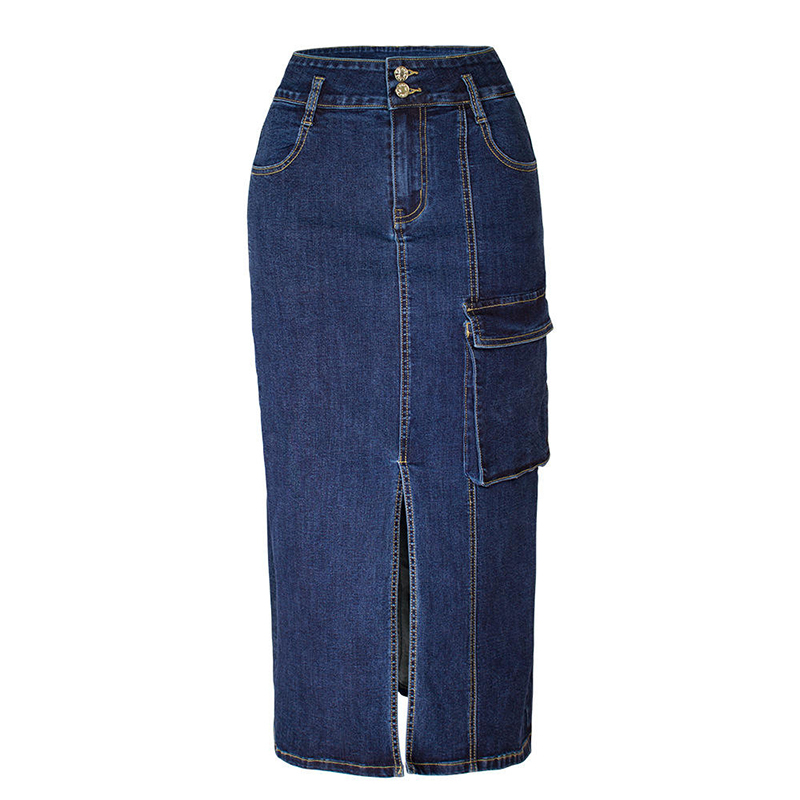 China Factory Wholesale Women's Elegant Long Denim Skirt Customized Vintage Fashion for Spring Summer Autumn Winter