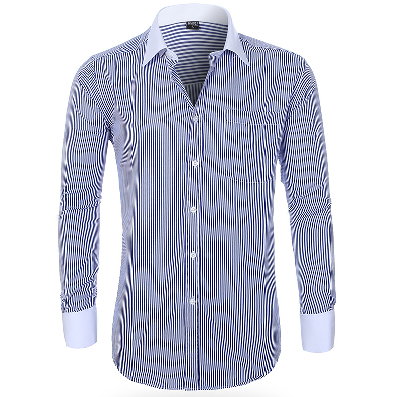 Mens Easy Care Flannel Button-Down Casual Dress Shirt Long Sleeve High Collar Print Regular Fit for Office Summer Wholesale