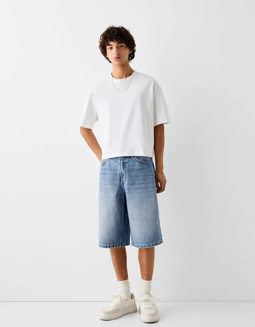Bulk 95% Cotton 5% Spandex Straight Leg 7-9 Inch Mens Denim Shorts