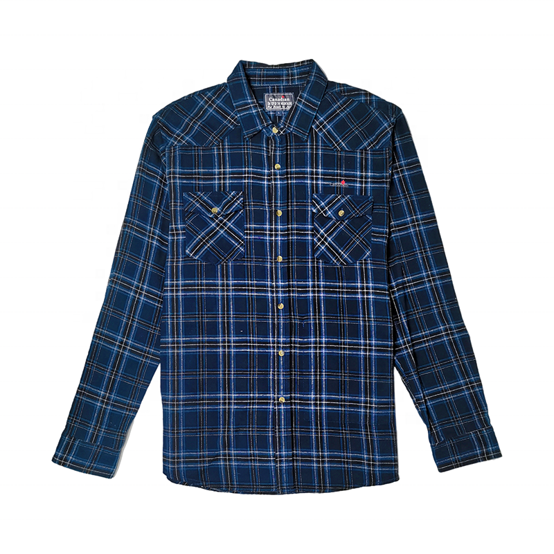 Factory Directly Provide Men Support Custom Two Pocket Plaid Flannel Shirt