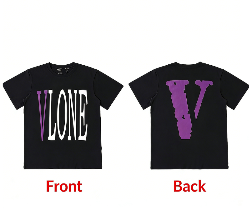 VLONE Style Big V Graphic T-Shirt for Men Women Casual Loose Fit Short Sleeve Streetwear Hip Hop Fashion Tee Top