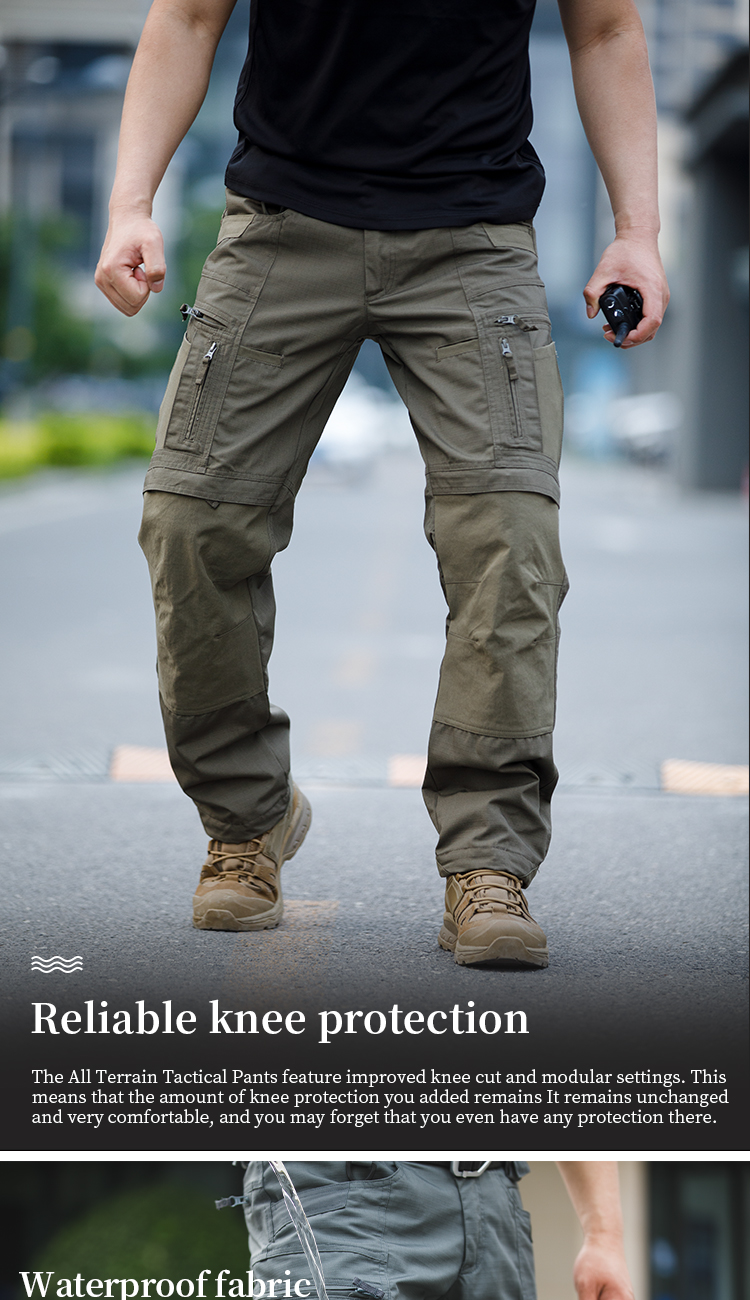 Men's Tactical All-Terrain Cargos Pants Waterproof Mid Waist Drawstring Closure Trousers