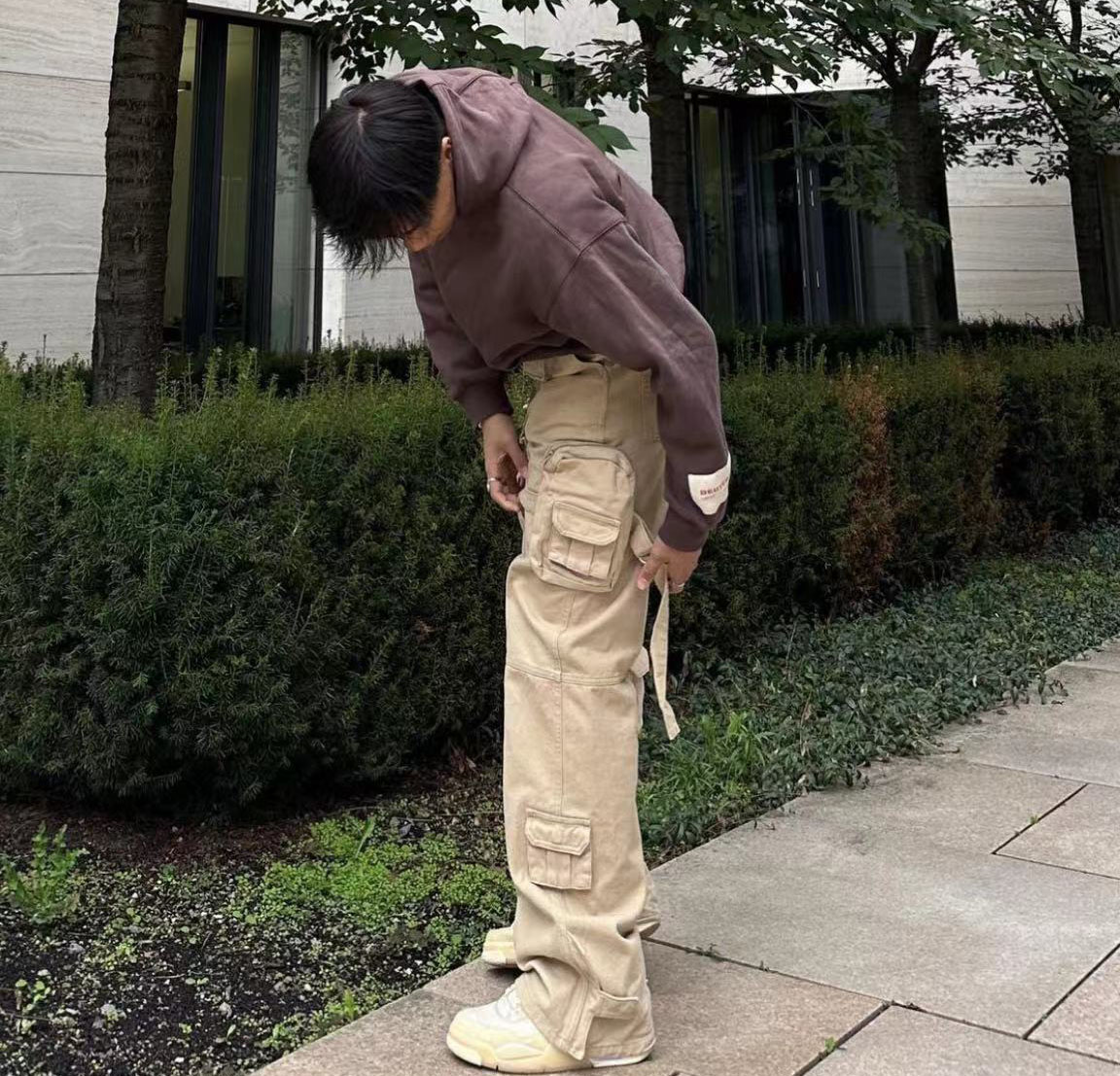 Own Custom 100% Cotton Multi Pocket Mens Casual Streetwear Trousers Joggers Oversize Baggy Cargo Sweat Pants for Men