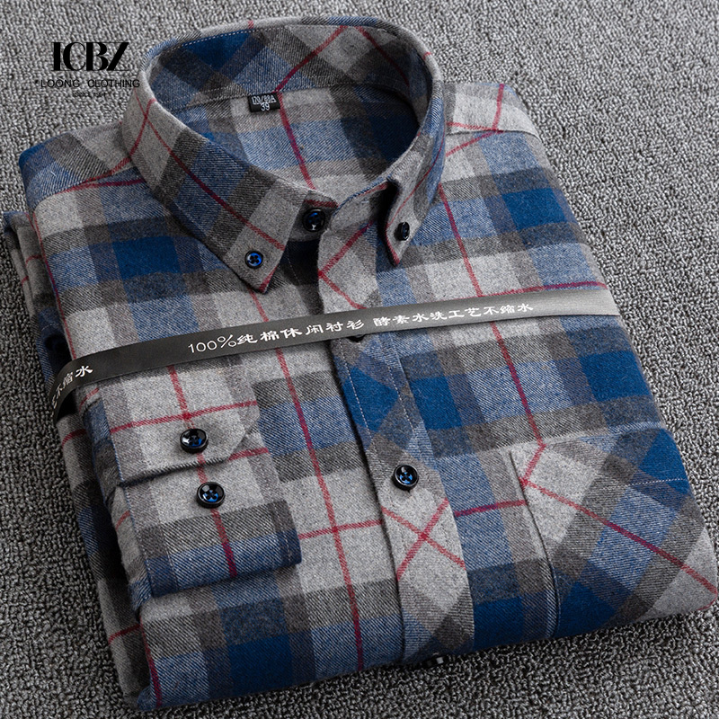 LCBZ Factory Wholesale Low MOQ Man Fabric Shirt Flannel Long Sleeve Custom Design Shirts For Man