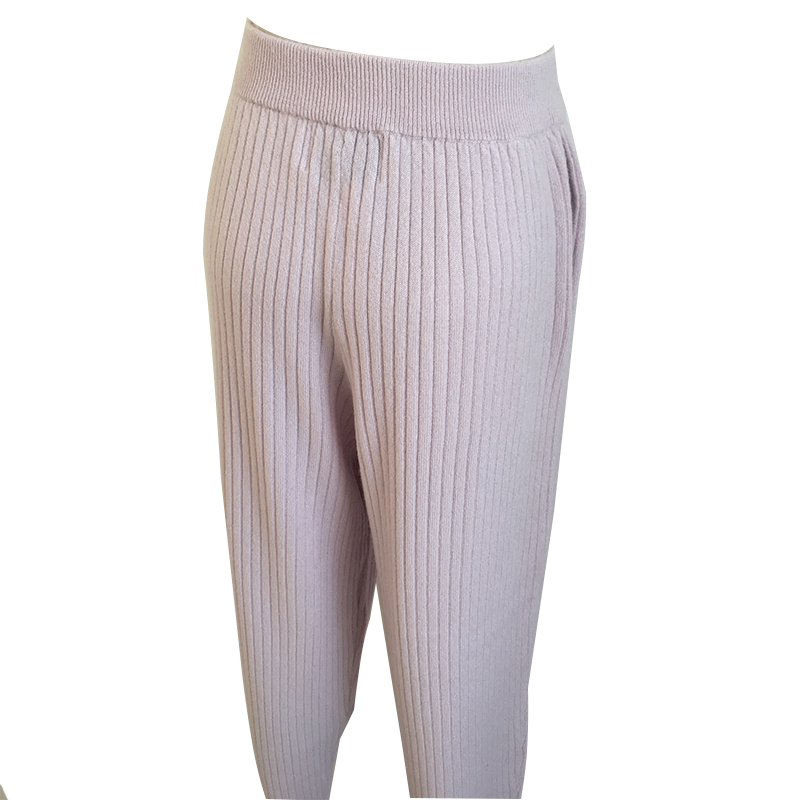 Winter Wide Leggings Ribbed Cashmere Knit Track Pants for Women