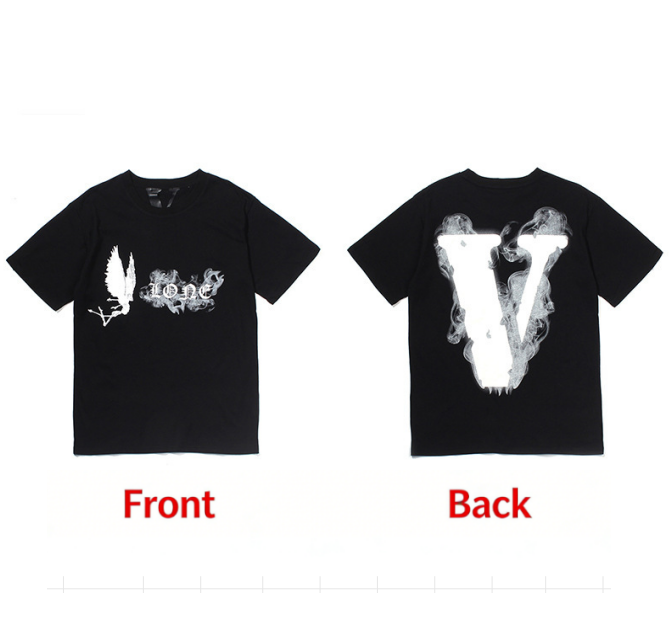 VLONE Style Big V Graphic T-Shirt for Men Women Casual Loose Fit Short Sleeve Streetwear Hip Hop Fashion Tee Top