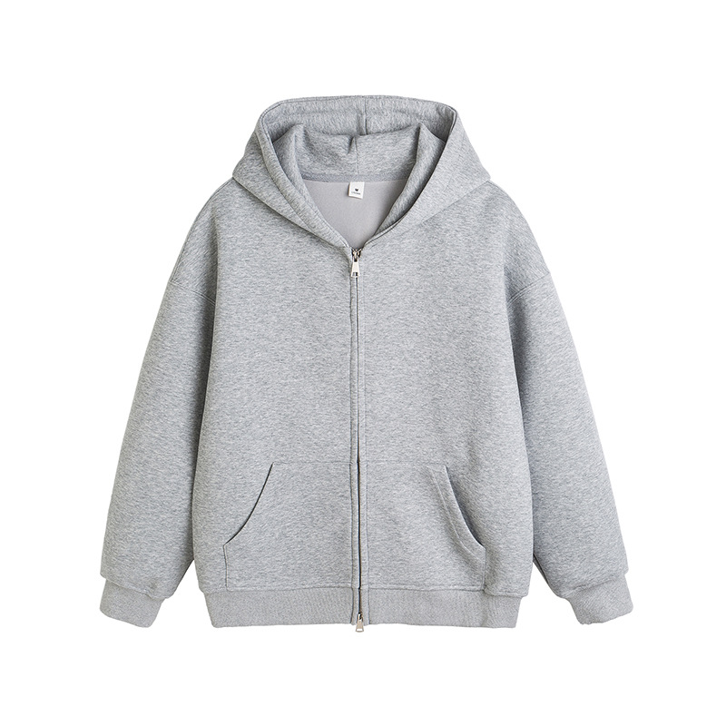 Custom Men's 400 Gsm Boxy Fit Black Zip-up Pullover Hoodie Printed Logo Blank Cotton Oversized With Zipper For Unisex